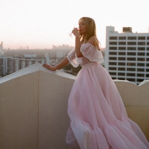 Elegant Pink Off-Shoulder Gown